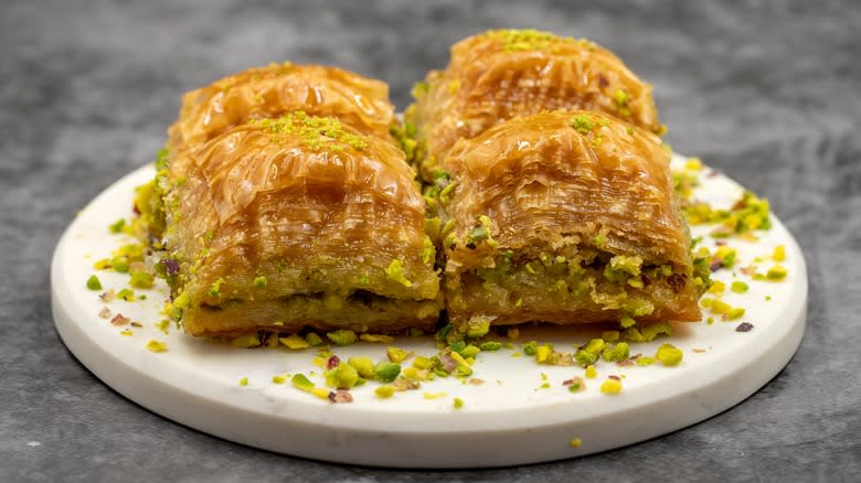 baklava with ground pistachios