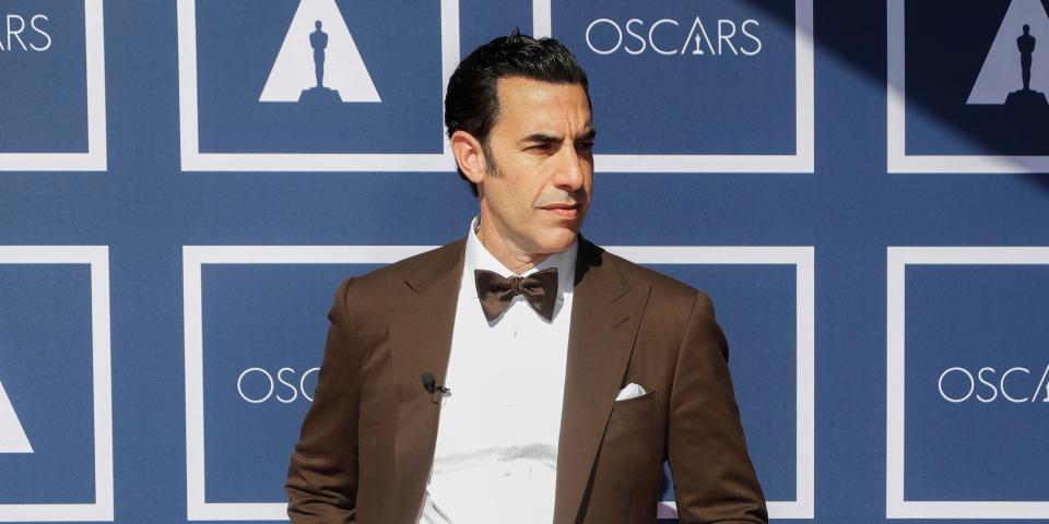 Sacha Baron Cohen attends a screening of the Oscars on Monday April 26, 2021.