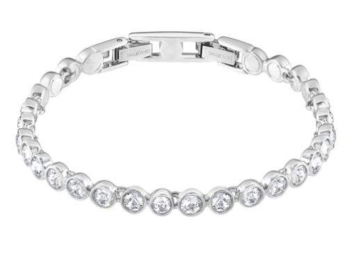 SWAROVSKI Women's Attract Tennis Bracelet, Rhodium Finish, White Crystal Jewelry Collection