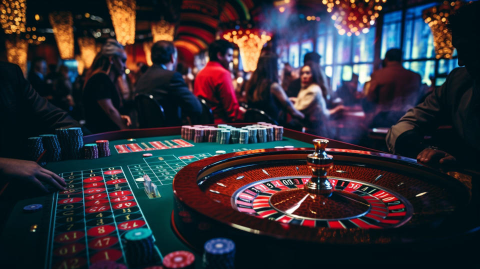 A lively casino table surrounded by players highlights the gaming entertainment the resort offers.