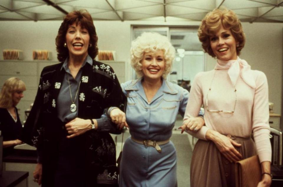 Lily Tomlin, Dolly Parton and Jane Fonda in 9 to 5 (Credit: 20th Century Fox)