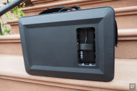 <p>The Soundboks Go portable Bluetooth speaker seen on the front steps of a Brooklyn brownstone.</p> 