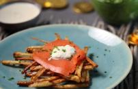 <p>There is no such thing as too many latkes. Allow us to introduce you to the shoestring latke with smoked salmon and crème fraiche. For this ultra-crispy <a href="https://www.thedailymeal.com/cook/50-great-ways-cook-potatoes-0?referrer=yahoo&category=beauty_food&include_utm=1&utm_medium=referral&utm_source=yahoo&utm_campaign=feed" rel="nofollow noopener" target="_blank" data-ylk="slk:potato recipe;elm:context_link;itc:0;sec:content-canvas" class="link ">potato recipe</a>, cut your taters into long, matchstick strings. Combine with other ingredients, form into mounds and fry. </p> <p><a href="https://www.thedailymeal.com/best-recipes/shoestring-latkes-smoked-salmon-creme-fraiche?referrer=yahoo&category=beauty_food&include_utm=1&utm_medium=referral&utm_source=yahoo&utm_campaign=feed" rel="nofollow noopener" target="_blank" data-ylk="slk:For the Shoestring Latkes with Smoked Salmon and Crème Fraiche recipe, click here.;elm:context_link;itc:0;sec:content-canvas" class="link ">For the Shoestring Latkes with Smoked Salmon and Crème Fraiche recipe, click here. </a></p>