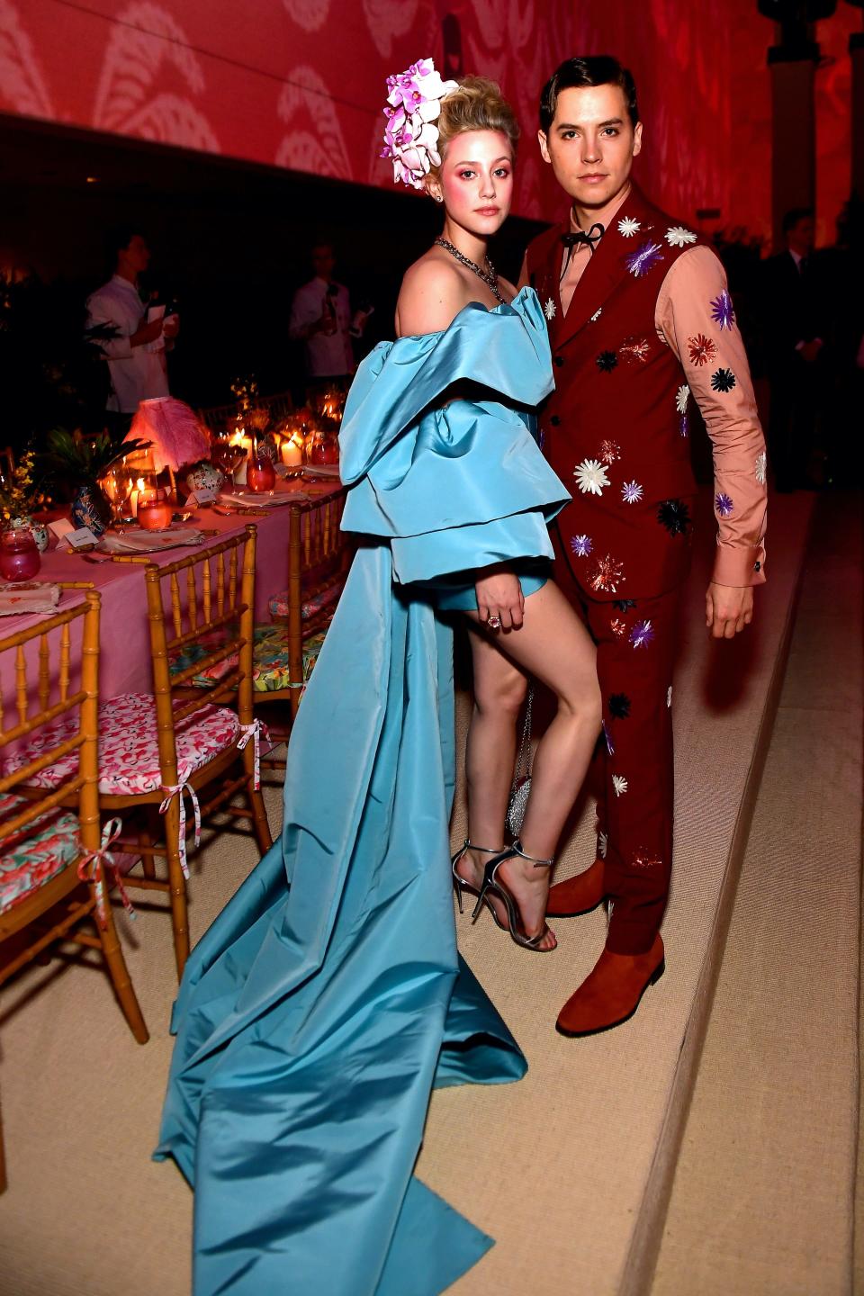 Lili Reinhart and Cole Sprouse attend the 2019 Met Gala.