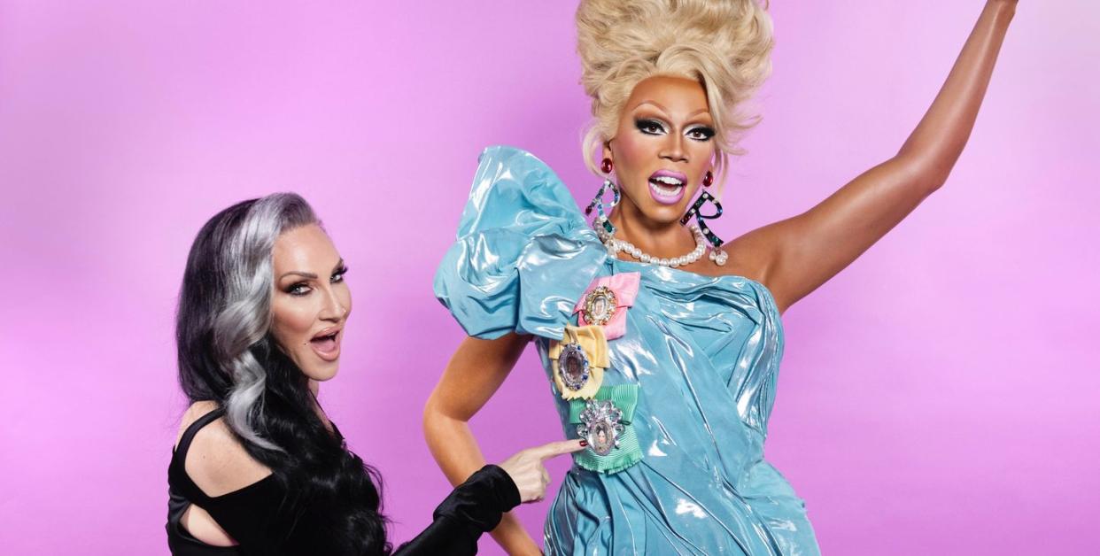 michelle visage with the rupaul madame tussauds figure