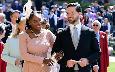 Serena Williams and her husband Alexis Ohanian arrive for the wedding ceremony of Prince Harry and Meghan Markle in May  - Credit: AFP