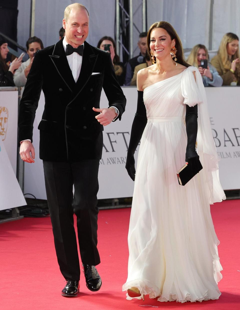 LONDON, ENGLAND - FEBRUARY 19: Catherine, Princess of Wales and Prince William, Prince of Wales, attend the EE BAFTA Film Awards 2023 at The Royal Festival Hall on February 19, 2023 in London, England. The Prince of Wales, President of the British Academy of Film and Television Arts (BAFTA), and The Princess will attend the Awards ceremony before meeting category winners and EE Rising Star Award nominees. (Photo by Chris Jackson/Getty Images)