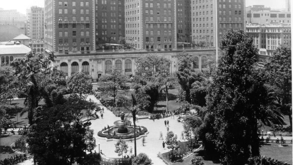 the biltmore hotel on pershing square, los angeles