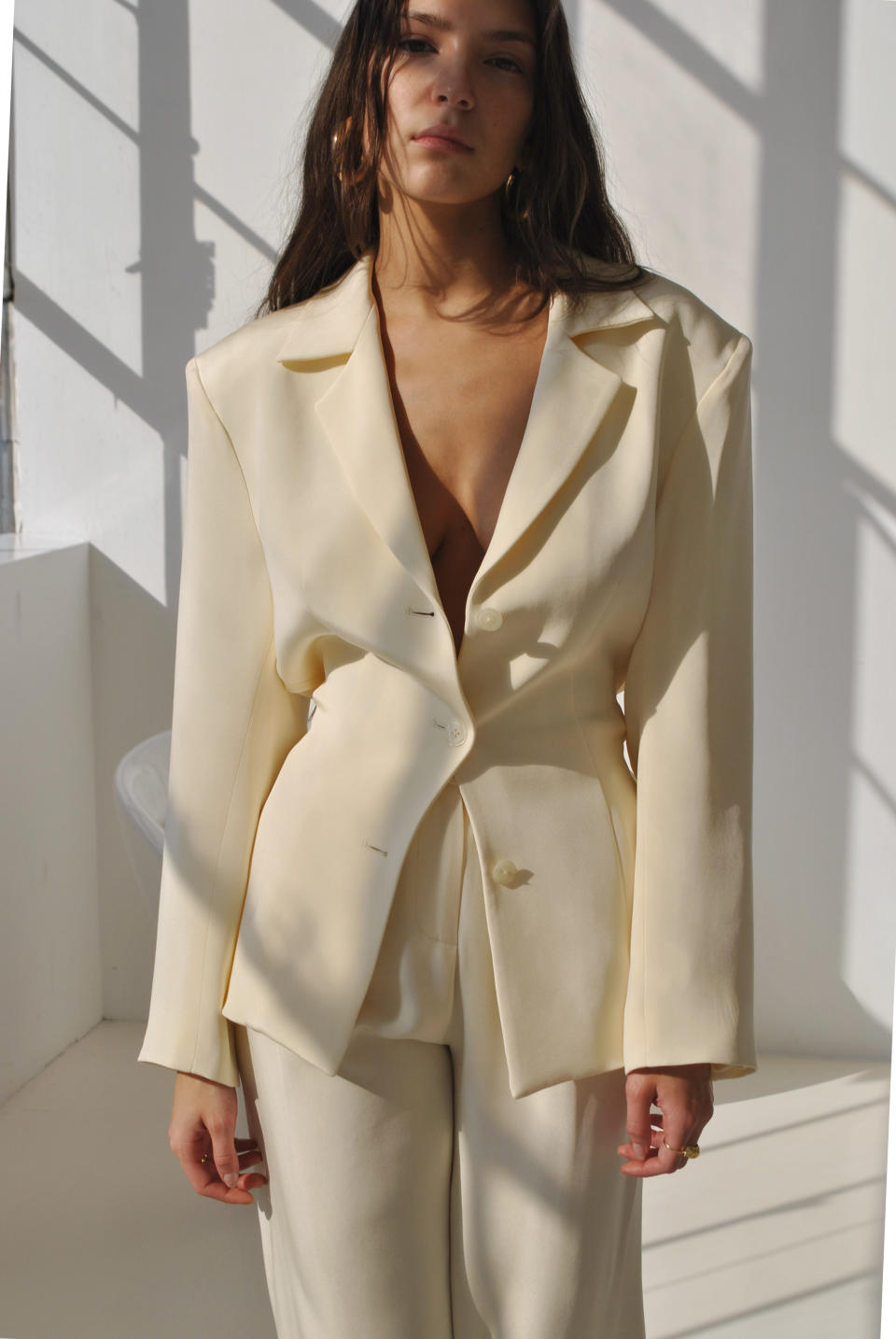 A closer look at the two-piece suit in butter from a Mirror Palais collection. - Credit: Courtesy of Mirror Palais