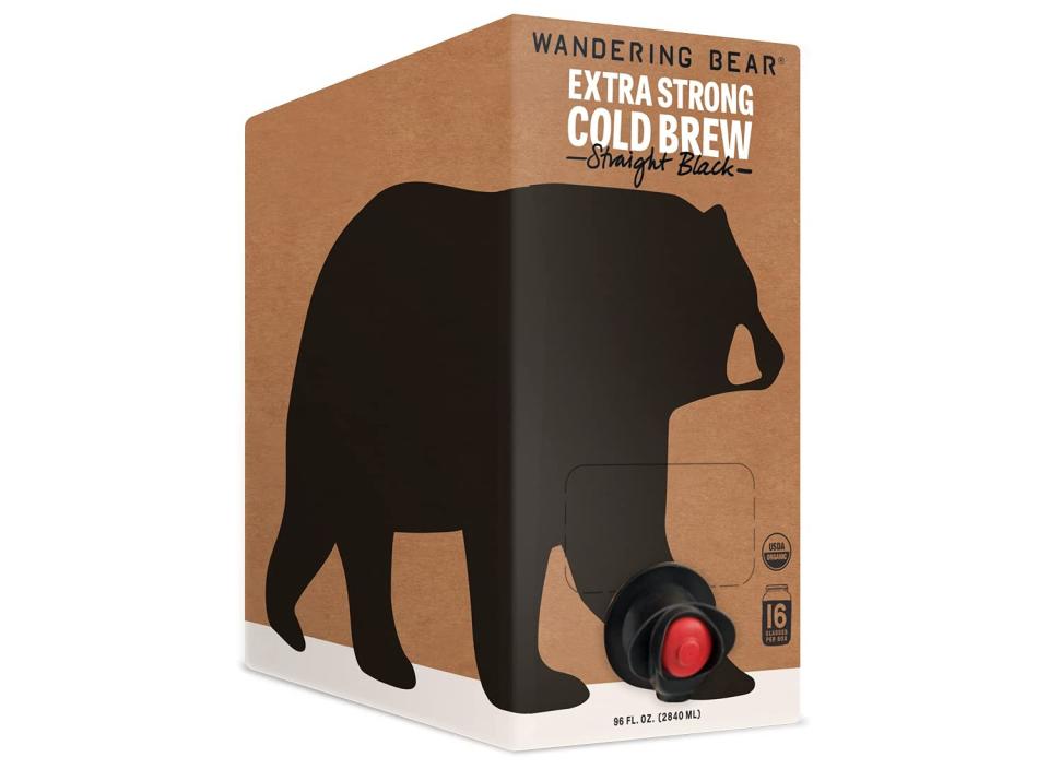 A box of Wandering Bear Cold Brew coffee.