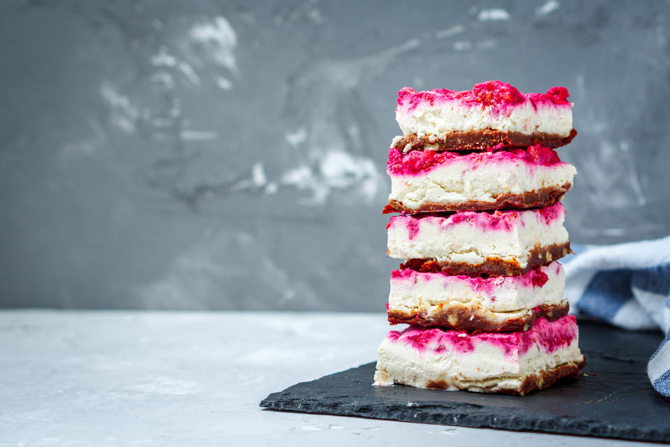 Rhubarb-Raspberry Cheesecake Squares