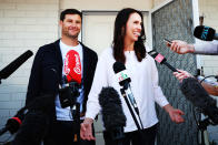 <p>New Zealand Prime Minister Jacinda Ardern and her partner Clarke Gayford are expecting their first child in June 2018, an announcement they made on Friday. Deputy Prime Minister Winston Peters will take on Prime Ministerial duties for six weeks after the baby is born. (Photo: Getty Images) </p>