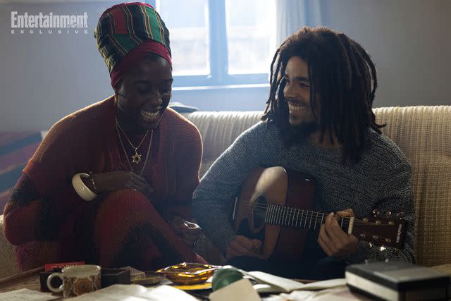 <p>Chiabella James/Paramount</p> Lashana Lynch and Kingsley Ben-Adir as Rita and Bob Marley in 'Bob Marley: One Love'
