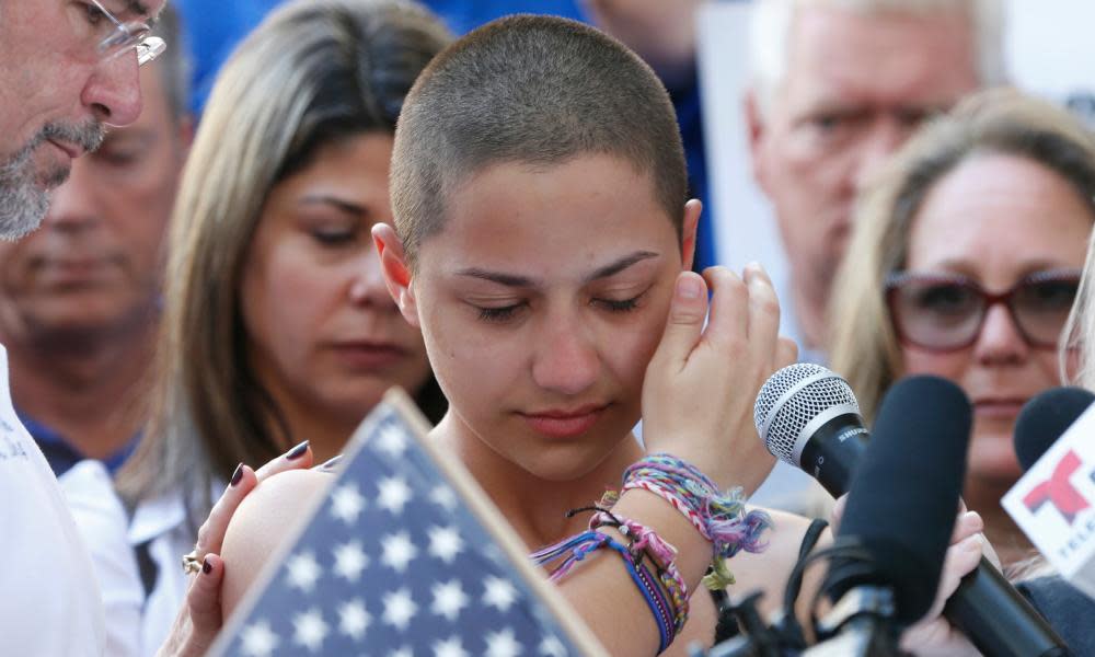 Emma Gonzalez, a student at the Florida high school where the shooting took place, speaks at a rally for gun control in Fort Lauderdale, Florida.