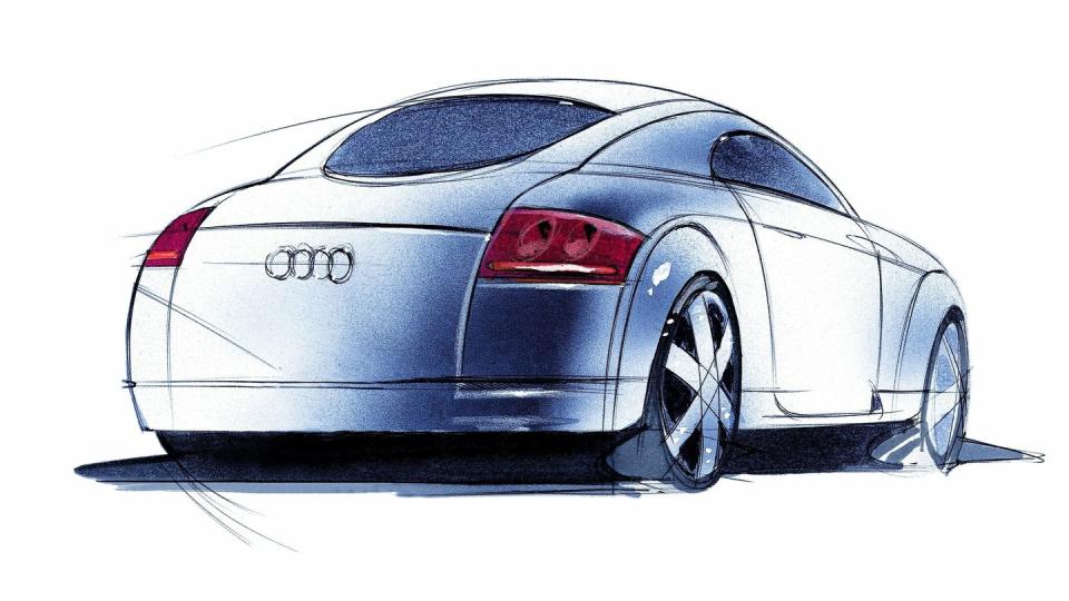 1998 audi tt design sketch in charcoal