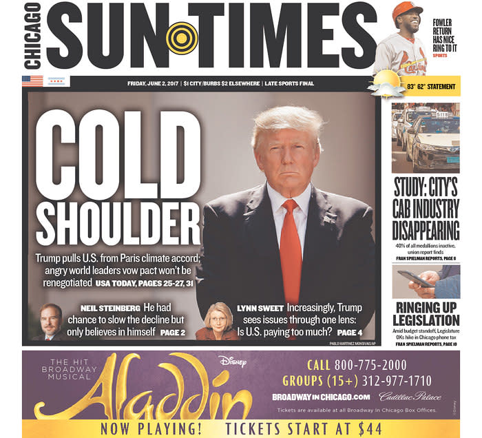 <p>“Chicago Sun-Times,” published in Chicago, Ill. (Newseum) </p>