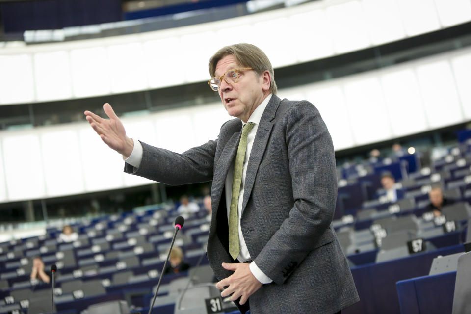 Guy Verhofstadt speaking in the European Parliament, Strasbourg (European Parliament/Fred Marvaux)