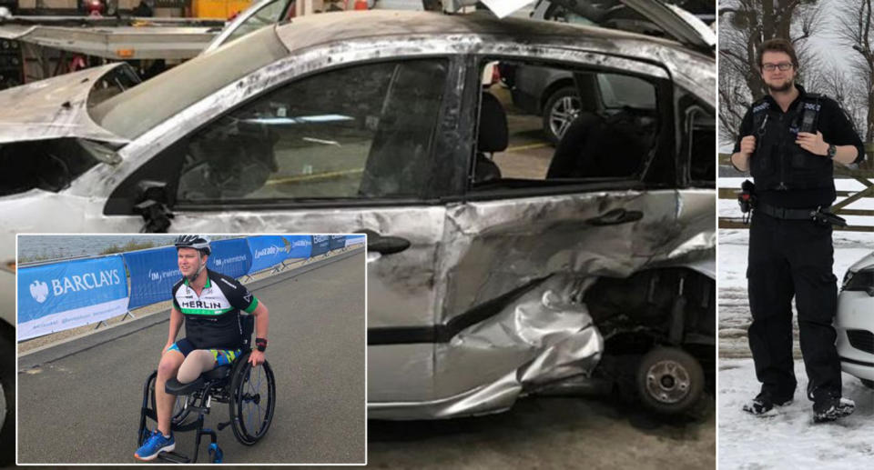 PC Dorman suffered injuries when his patrol car was hit by a drink driver. (Thames Valley Police/Tom Dorman)