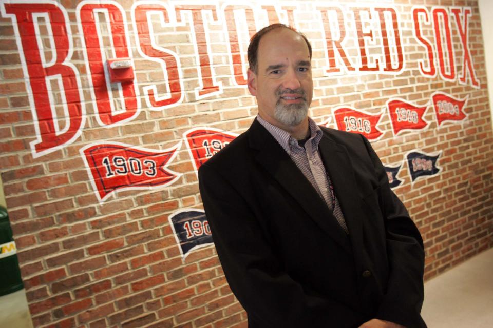 Art Martone, Journal sports editor, stands at a new concession area behind the third-base line at Fenway Park in 2007.