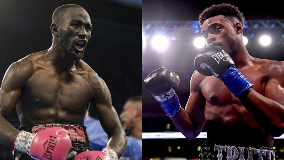 WBO welterweight champion Terence Crawford and IBF-WBC welterweight champion Errol Spence Jr. traded verbal jabs on social media Sunday. (Getty)