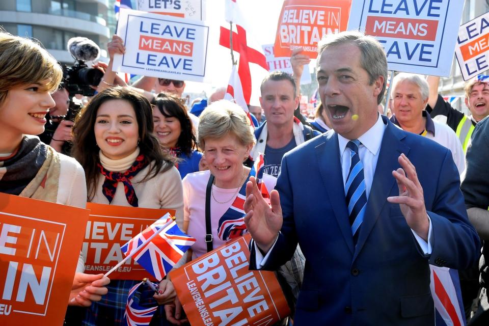 Nigel Farage joins the March to Leave demonstration (REUTERS)