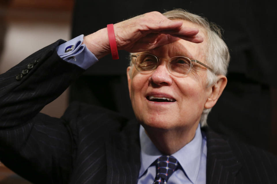 Harry Reid peers out