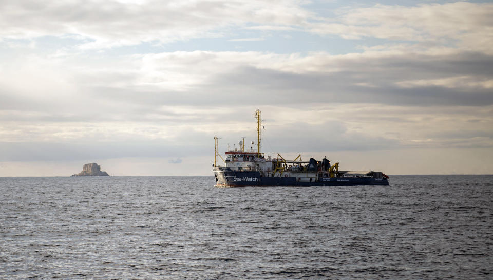 A rescue operation was launched after the dinghy capsized off the coast of Libya (Rene Rossignaud/AP)