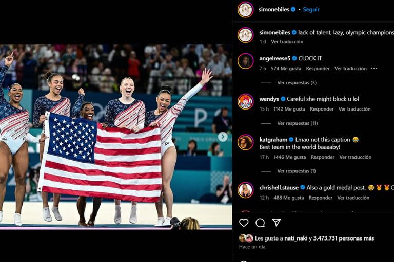 Simone Biles festejó su primera medalla dorada de estos JJ. OO. con una dura respuesta contra una excompañera que la había criticado