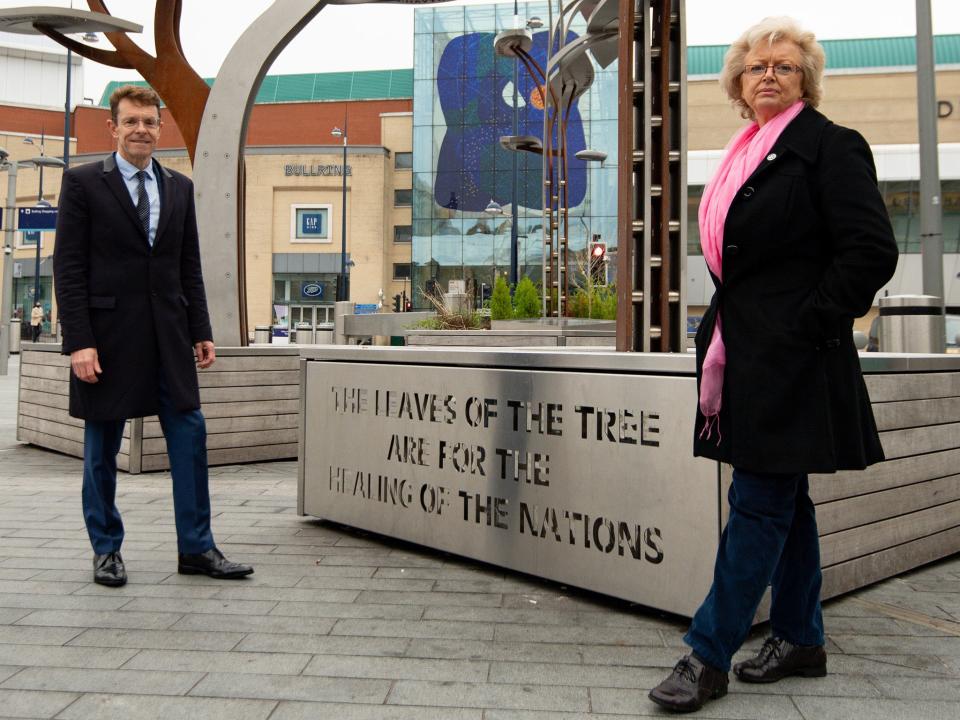 Mayor Andy Street meets with Julie Hambleton, who lost her sister in the bombingsPA