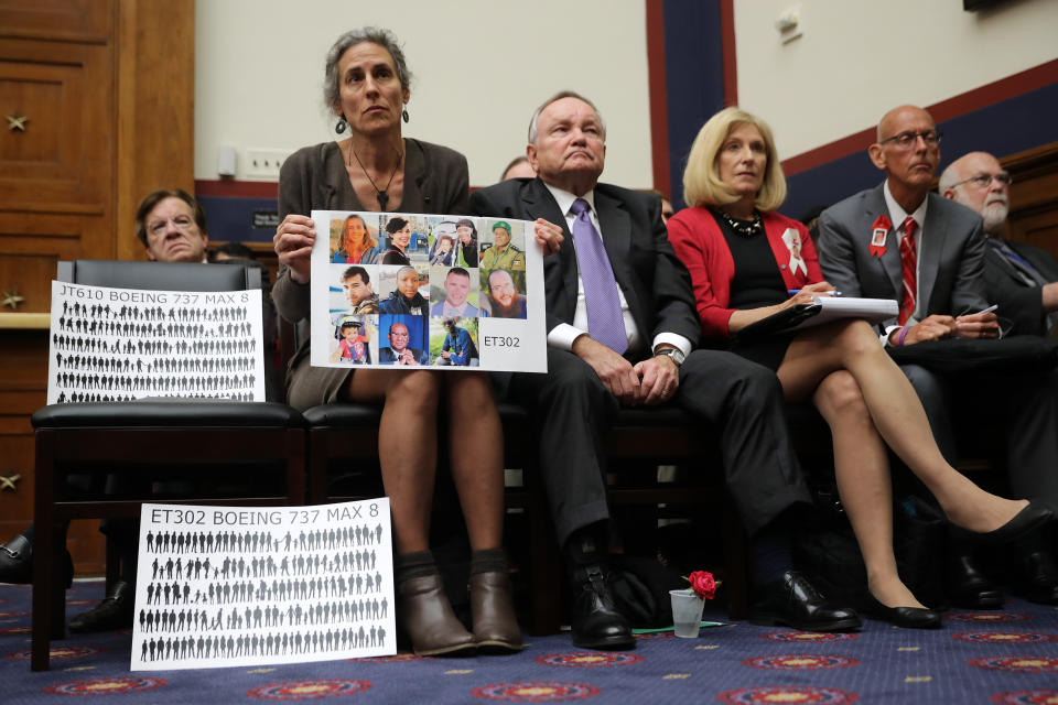 The mother of a victim of one of two Boeing jets that crashed attends a Capitol Hill hearing about the disaster. (Photo: Chip Somodevilla/Getty Images)