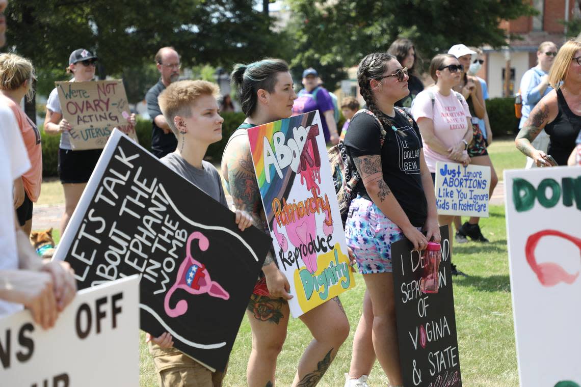 Middle Georgians marched through downtown Macon and listened to speakers at Rosa Parks Square Sunday morning at a pro-choice rally.