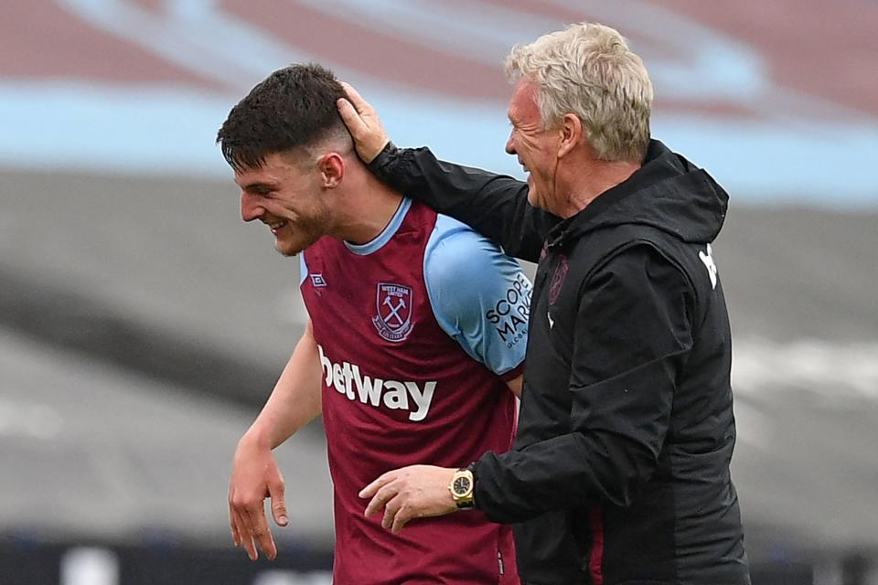 <p>David Moyes wants to see Declan Rice stay at West Ham, despite interest from Chelsea</p> (POOL/AFP via Getty Images)