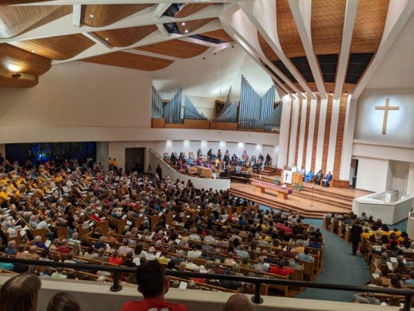Over 1,500 people filled First Baptist Church for GOAL's Nehemiah Action