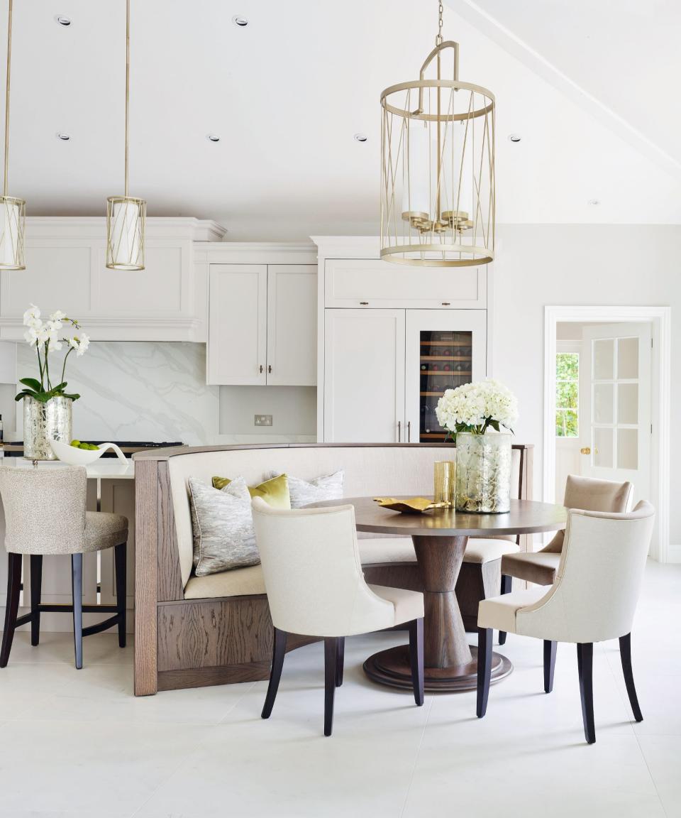 Kitchen with seating area in foreground