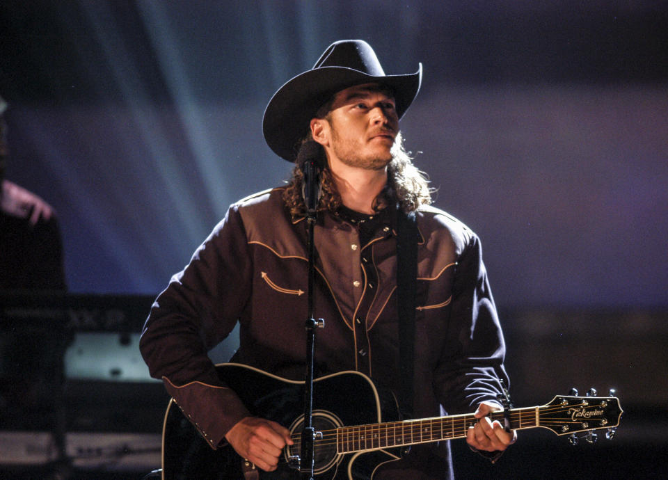 Image: Blake Shelton performs at the 37th Annual CMA Awards in 2003. (R. Diamond / WireImage)