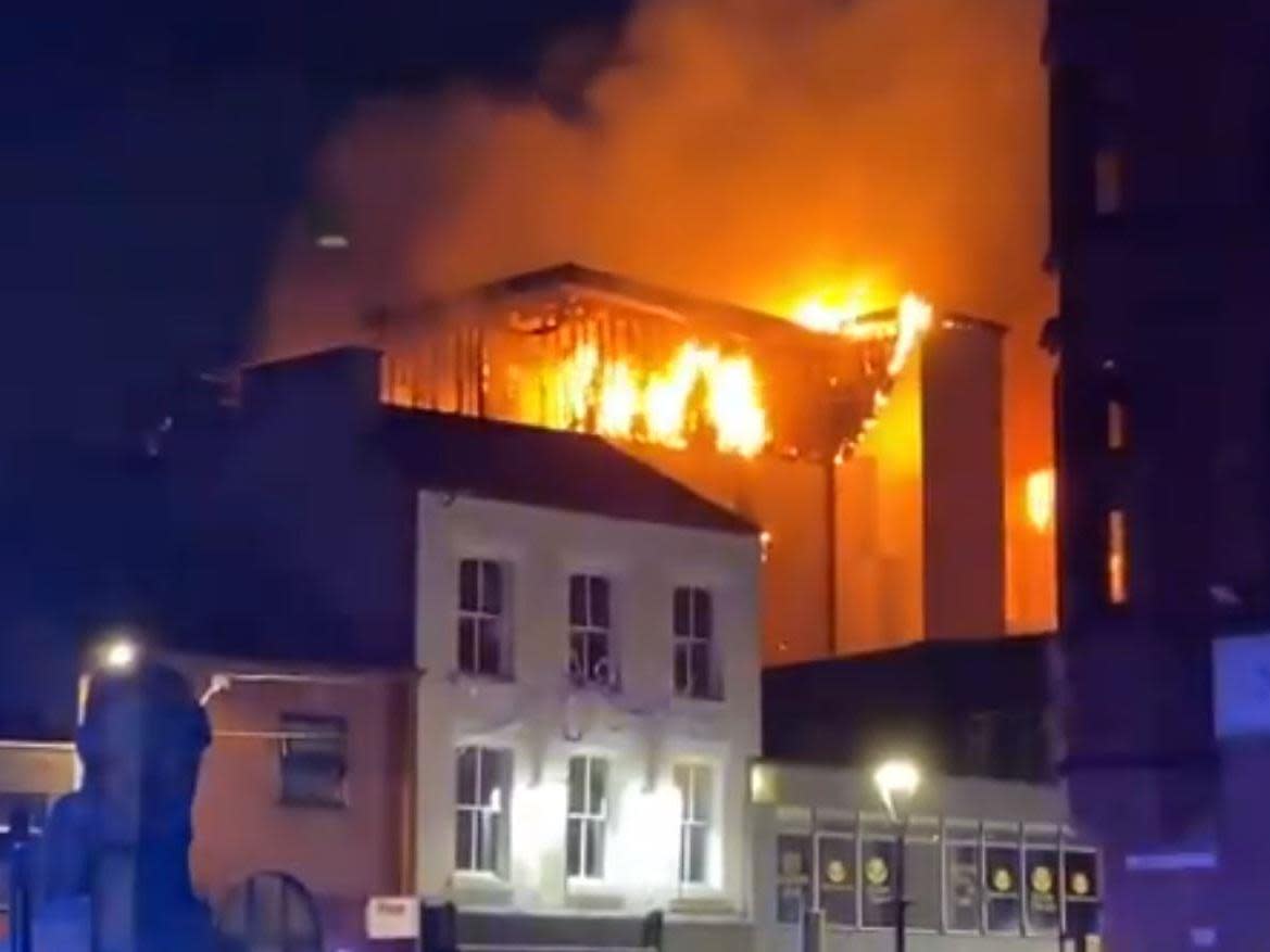 Greater Manchester Fire and Rescue Services said they were called to the blaze at around 8:30pm: Twitter/@jasonsimpsonart