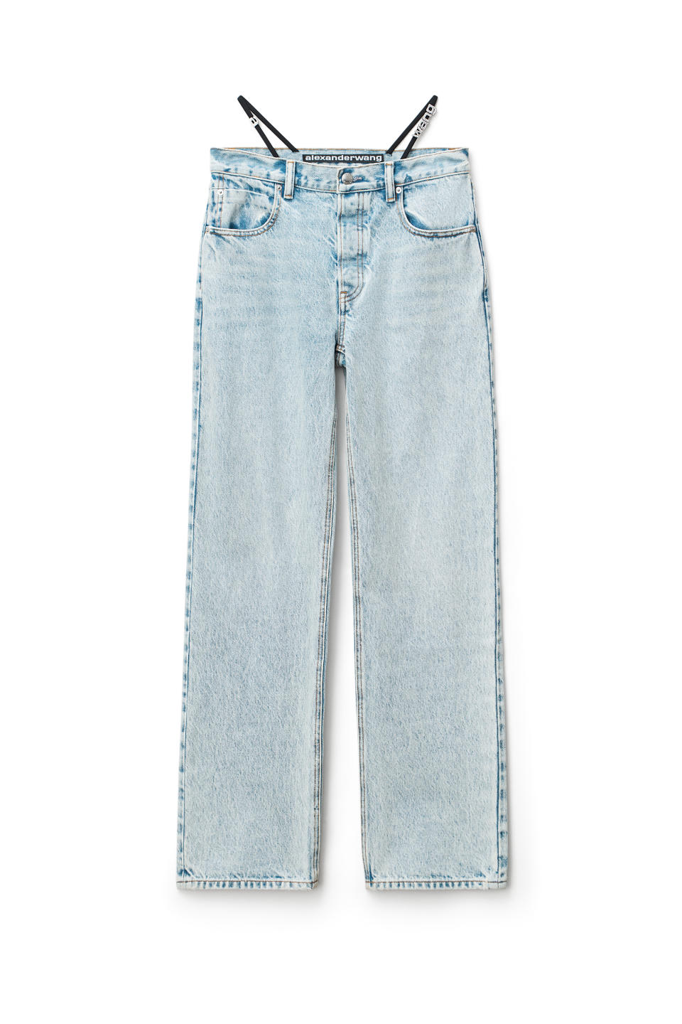 DIAMANTE LOGO STRAP LAYER JEAN IN DENIM