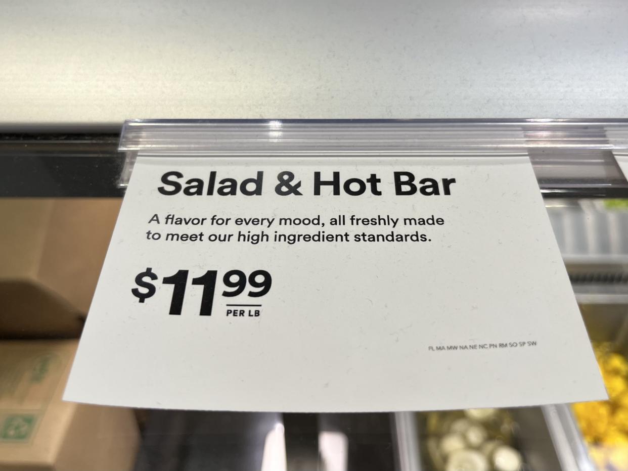whole foods salad bar price displaying 11.99 per pound