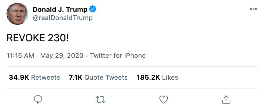 President Donald Trump tweet May 29, 2020