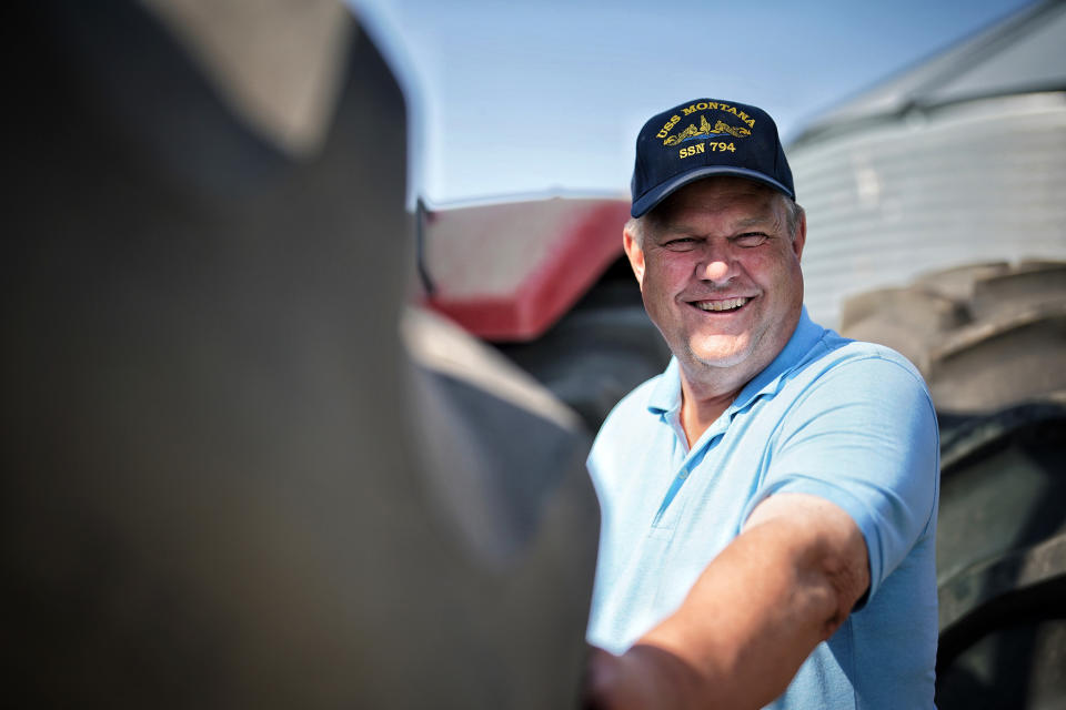 Senator Jon Tester, D-Montana, seen on his farm in Big Sandy on August, 1, 2023. Tester, 66, is running for a fourth term, a huge boost for Democrats trying to retain the Senate majority in 2024. (Frank Thorp V / NBC News)