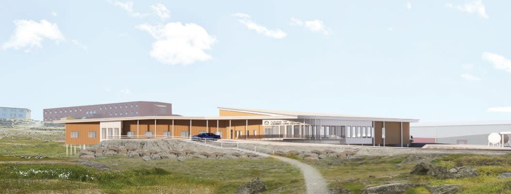 An artist's rendition of the exterior of the long-term care facility that's expected to open in Rankin Inlet, Nunavut, in June. (Government of Nunavut - image credit)