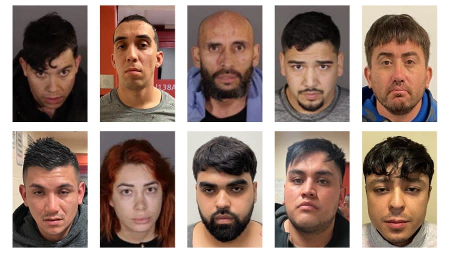 Ten members of a large-scale organized burglary crew in Los Angeles are shown in their respective mugshots provided by the LAPD. 13 in total have been arrested as of Jan. 12, 2024 and detectives believe the group has more members. (Los Angeles Police Department)