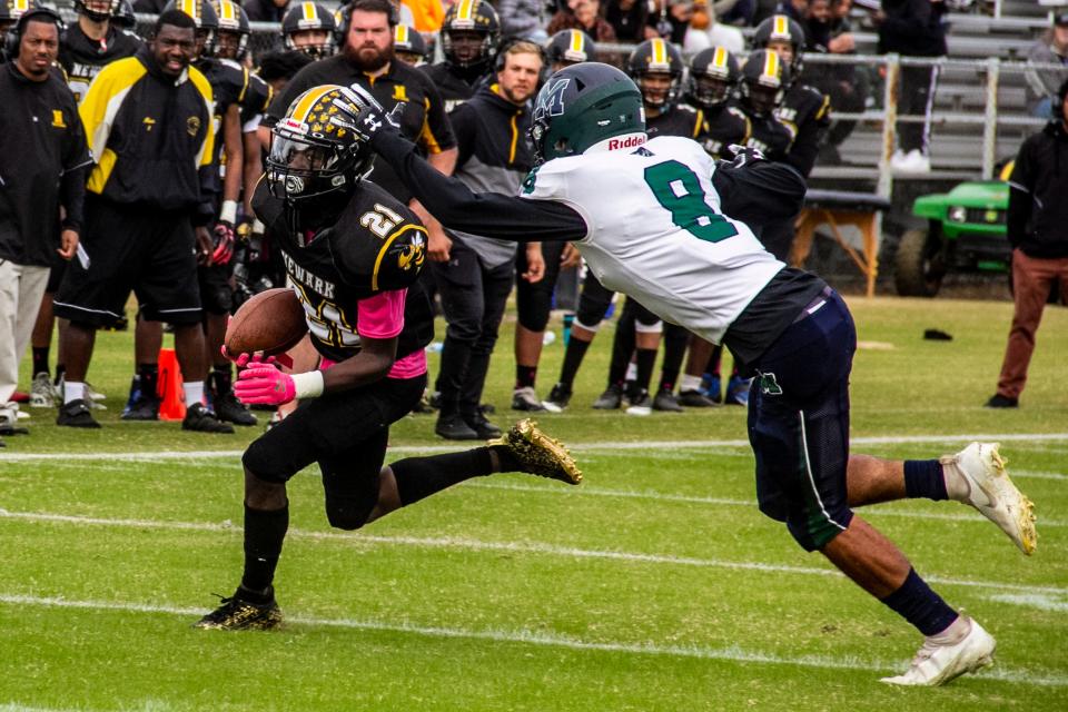 Both Newark's Markee Ellerbe (left) and McKean's Anthony Halloway are set to play in the 67th Blue-Gold All-Star football game.