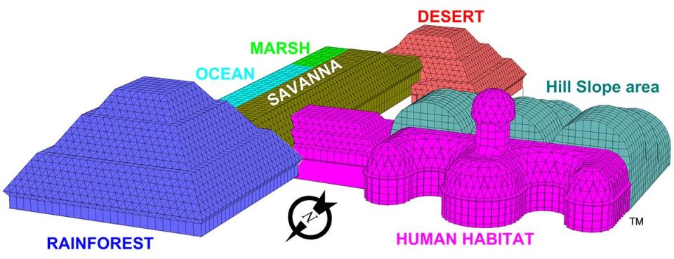 09 biosphere two oracle arizona desert mars colony experiment facility biomes buildings map