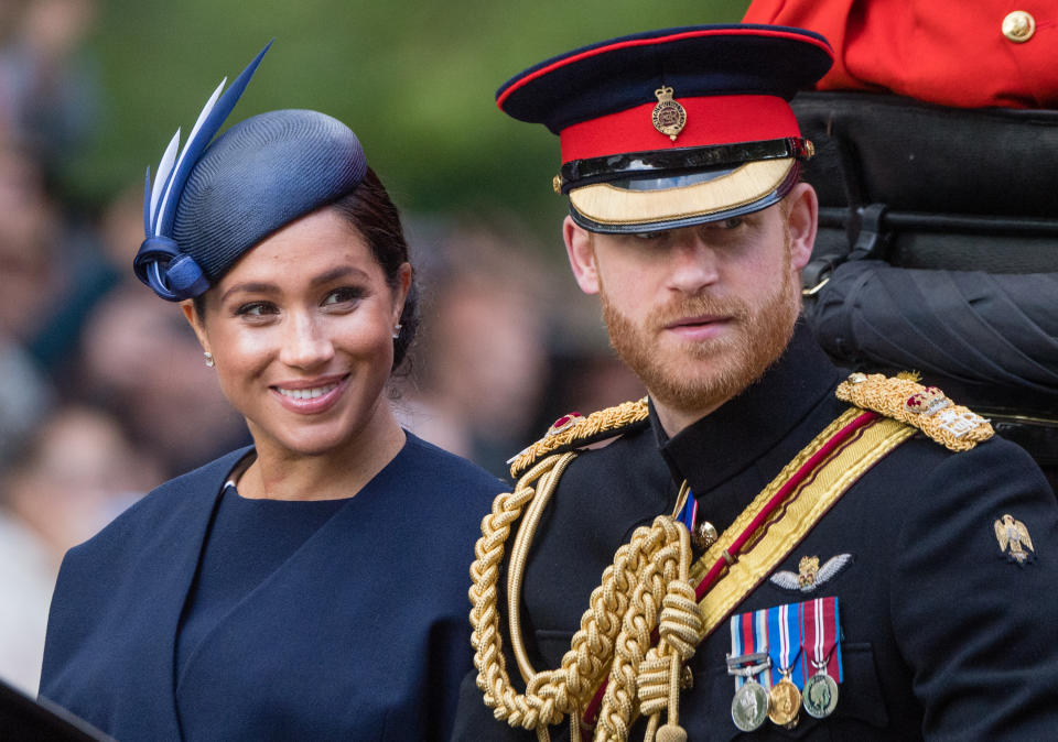 Prince Harry, Duke of Sussex and Meghan, Duchess of Sussex at the Trooping The Colour, the Queen's annual birthday parade in June. Photo: Getty
