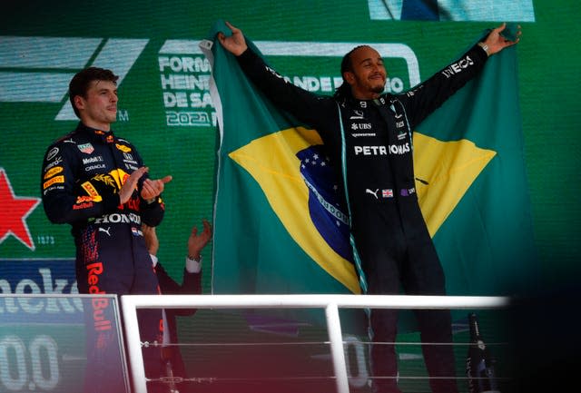 Lewis Hamilton won Sunday's grand prix, with Max Verstappen finishing second 