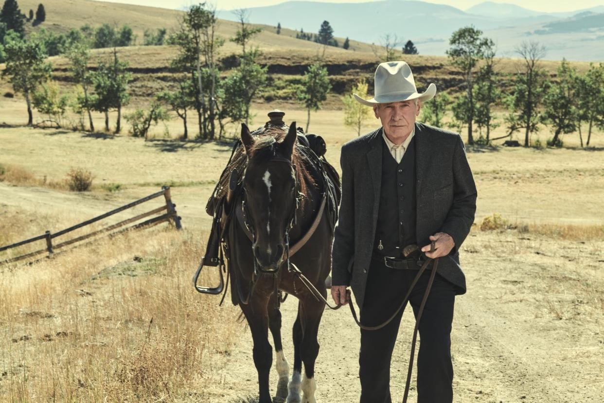 Harrison Ford as Jacob Dutton in 1923 streaming on Paramount+ 2022. Photo Credit: James Minchin III/Paramount+