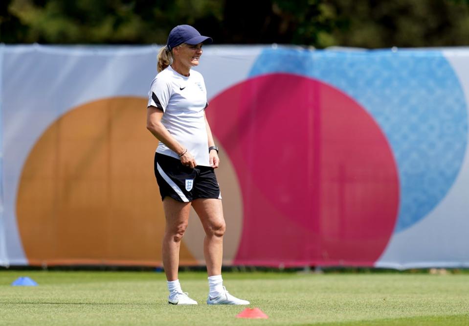 Sarina Wiegman will put England through their final paces ahead of Tuesday’s Euro 2022 semi-final with Sweden at Bramall Lane (John Walton/PA) (PA Wire)