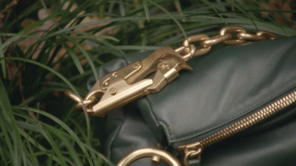 Burberry’s Knight bag, done in Harrods green, part of an exclusive capsule collection.