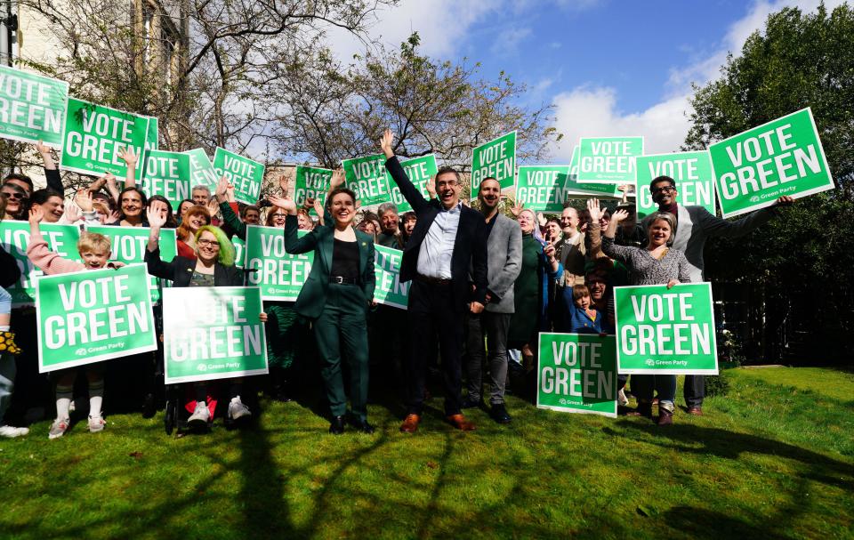 Green Party co-leaders Carla Denyer and Adrian Ramsay during the launch of their local election campaign in Bristol. Picture date: Thursday April 4, 2024.